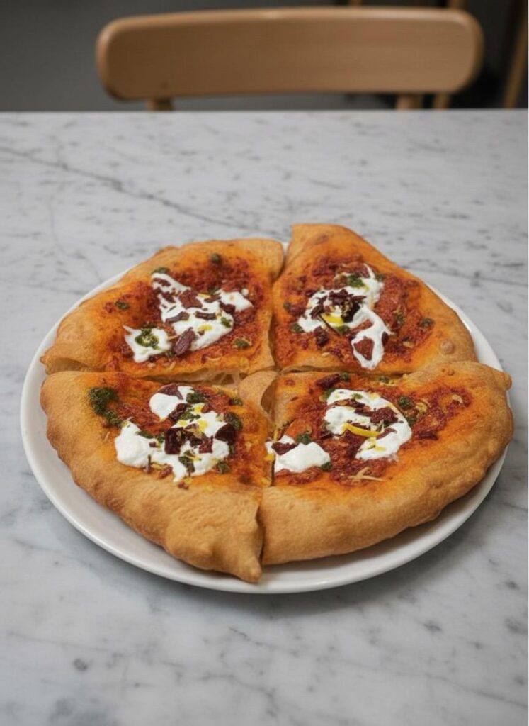 Pizza Sud – Nduja, burrata, peperone crusco, scorzetta di limone. In collaborazione con lo chef Francesco Frascione